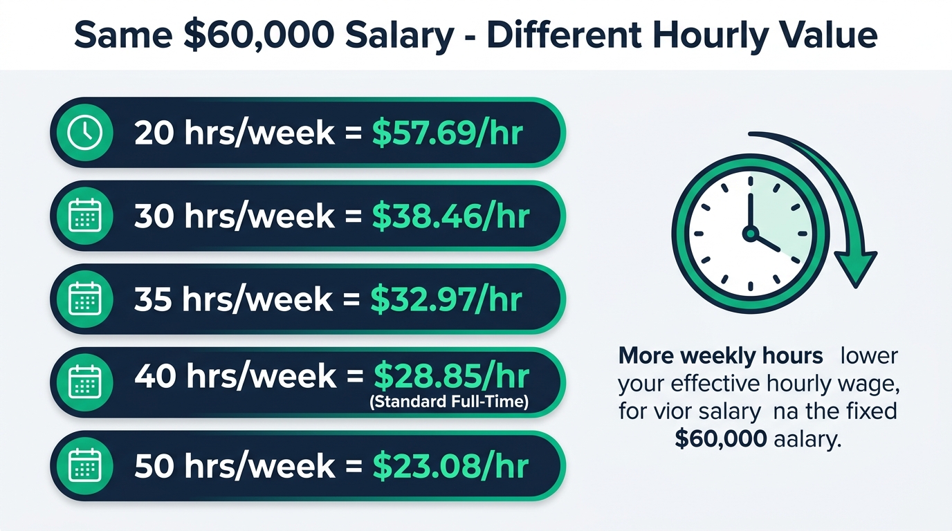 Hourly rate based on annual salary and weekly work hours