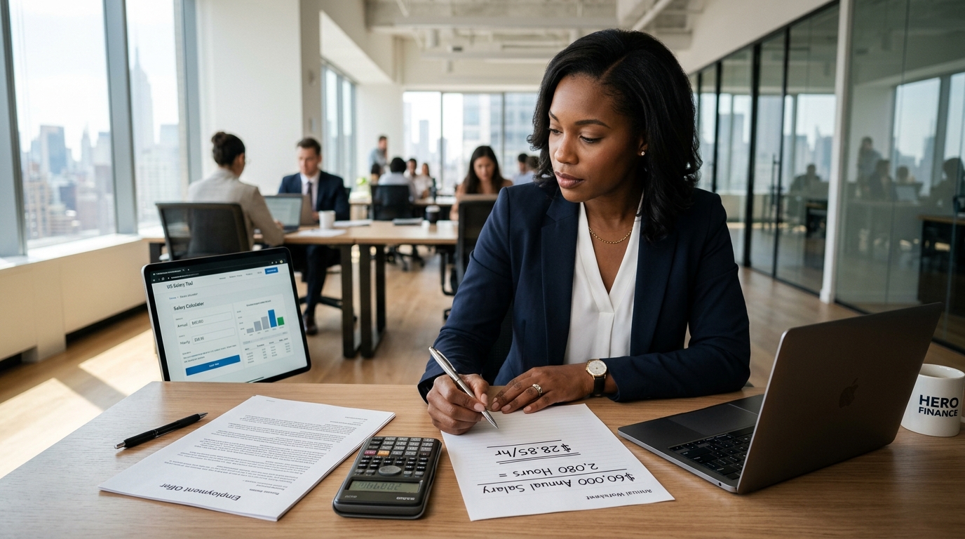 Annual salary converted to hourly rate
